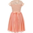 thumbnail image 2 of Flower Girl Dress Lovely with Floral Lace Chiffon Skirt for Big Girl Peach 6 JK20.53S, 2 of 3
