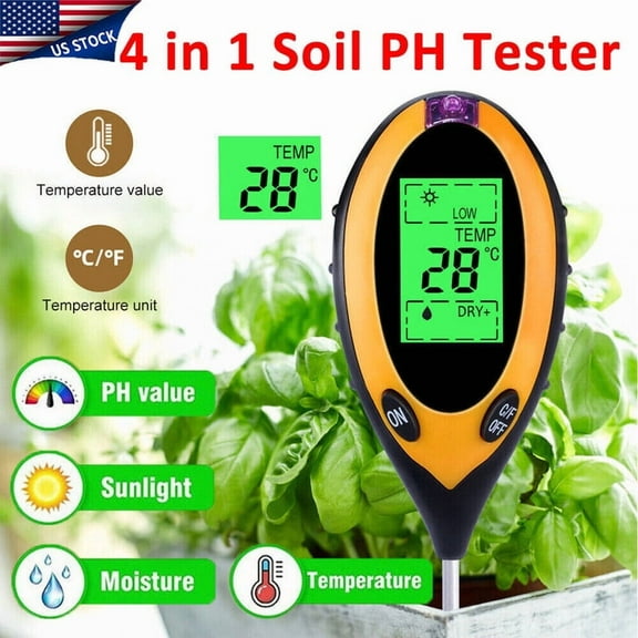Ryhampaper 4 in 1 Soil PH Tester Digital Moisture Meter Test for Garden Yard Farm Plant Lawns