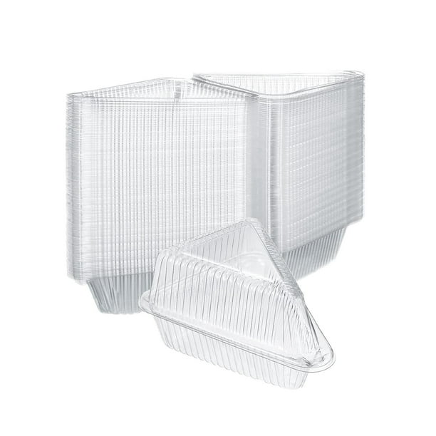 Caja de embalaje para pasteles,Recipiente de plástico transparente para rebanadas de pastel con tapa,Envase desechable para tarta de queso con tapa con bisagras,Embalaje transparente 100 piezas