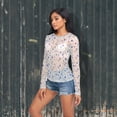 thumbnail image 6 of Ice Silk Mesh Long Sleeve Top Cooling Comfort Women's Crewneck Mesh Tops Casual Shirt Blue and Yellow Wildflowers X-Large, 6 of 6