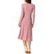 thumbnail image 3 of Vestidos de punto INSPIRE CHIC para mujer, vestido midi de canalé con profundo escote en V, manga larga, envolvente, corte A, color rosa, 3 of 5