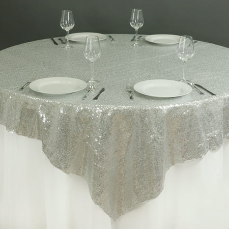 BalsaCircle 90" x 90" Square Sequined Table Overlays - Wedding Party Reception Catering Linens Dinner Banquet Event Decorations