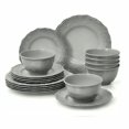 thumbnail image 1 of Tp Juego De Vajilla De 18 Piezas, Vajilla De Melamina Con Tazones Y Platos De Ensalada, Servicio Liviano Irrompible Para 6 (Gris), 1 of 5