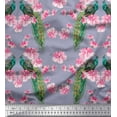 thumbnail image 1 of Soimoi Rayon Crepe Fabric Floral & Peacock Bird Fabric Prints by Yard 46 Inch Wide, 1 of 3