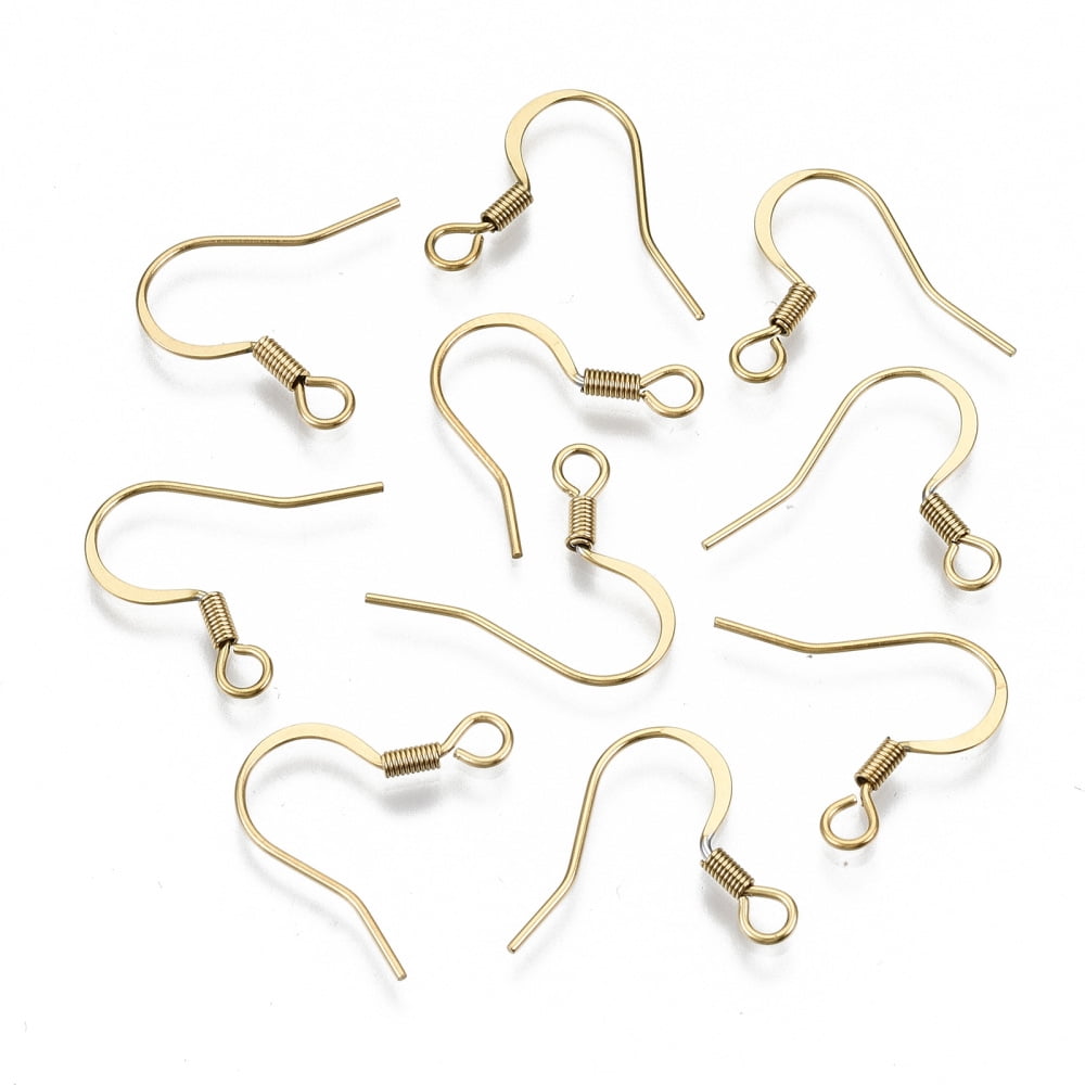 304 Stainless Steel French Earring Hooks Flat Earring Hooks Ear Wire with Horizontal Loop Cadmium Free & Nickel Free & Lead Free Golden 17~19x18.5mm Hole: 2mm 21 Gauge Pin: 0.7mm