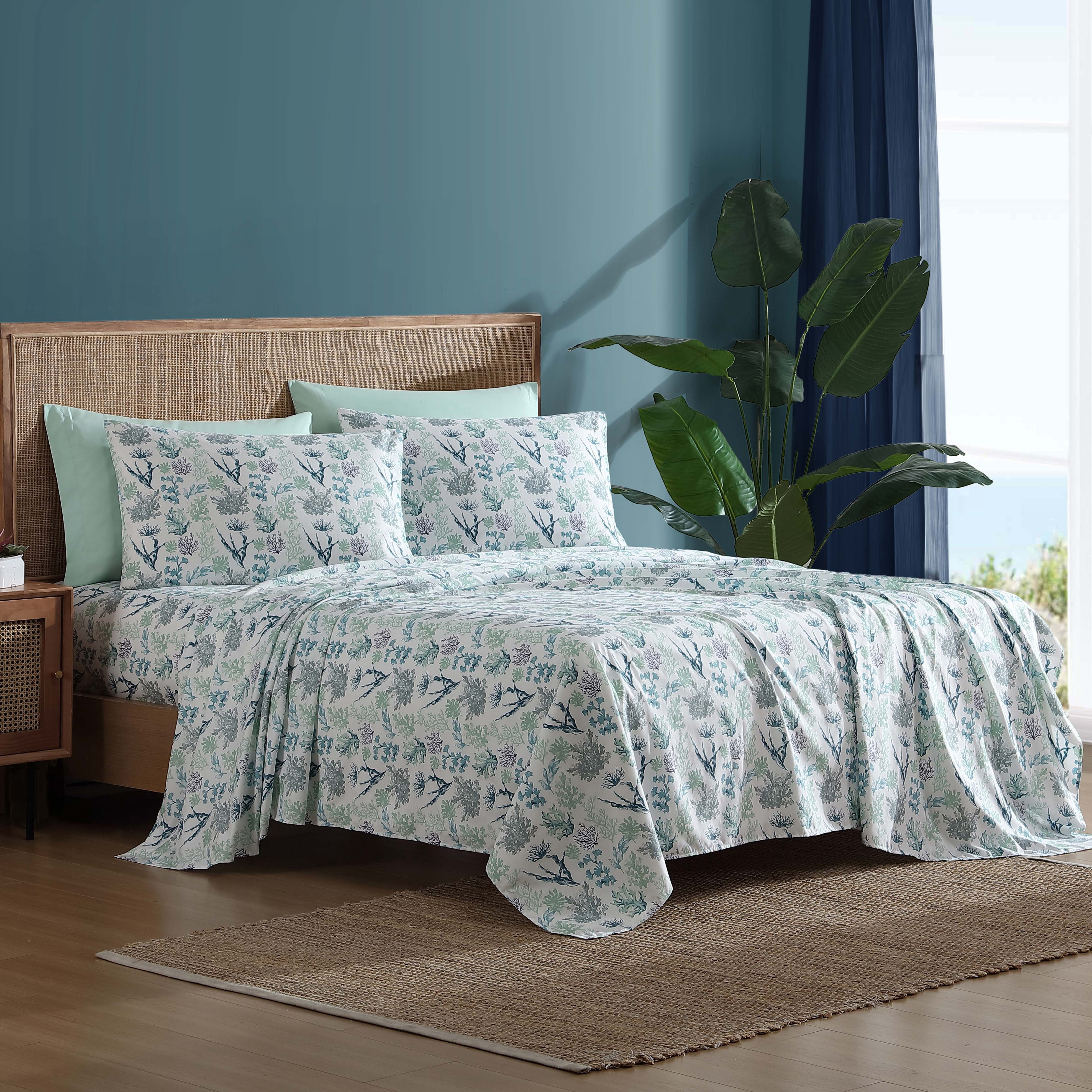 Caribbean Joe, Cooling 6PC Sheet Set, King, Ariel Coral