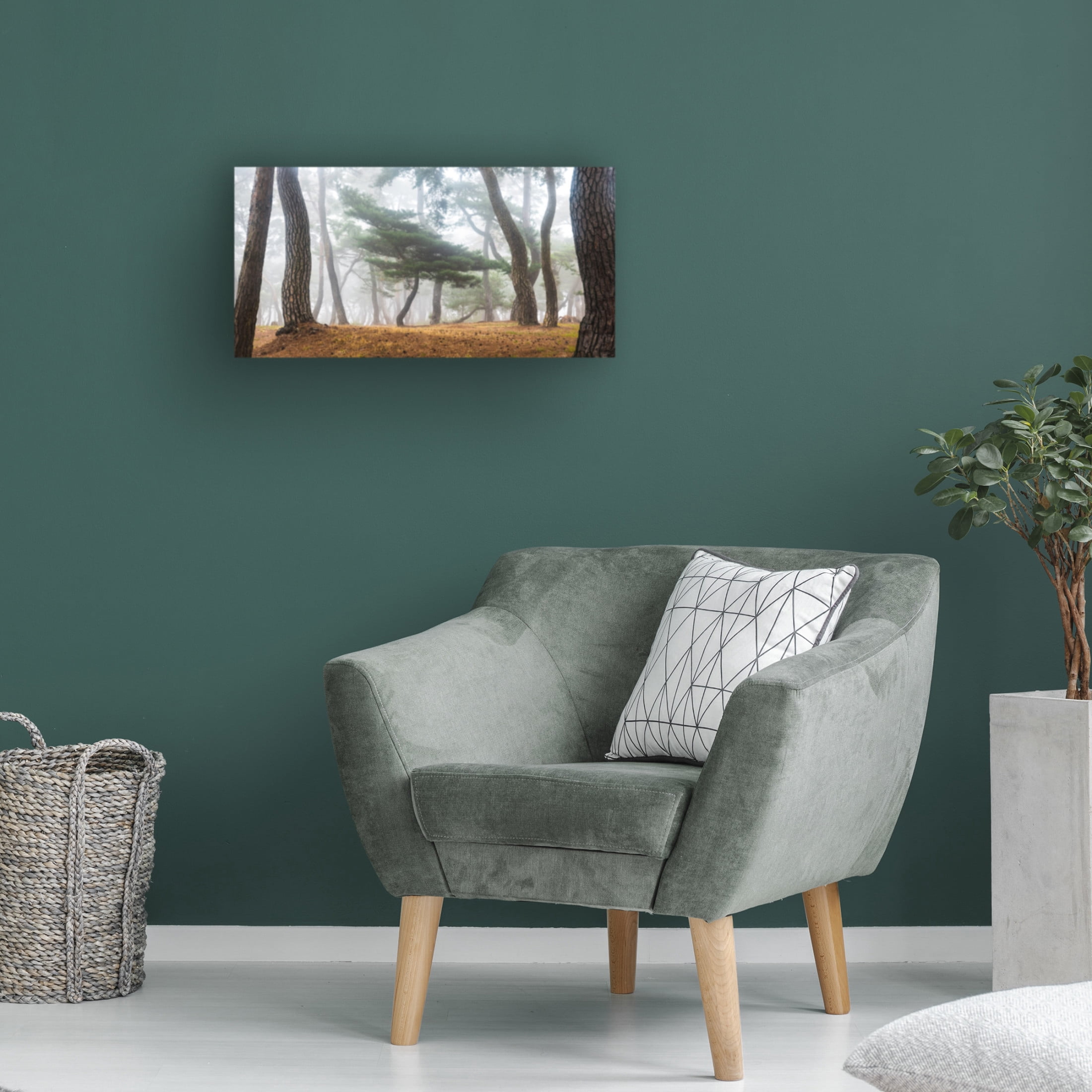 Canvas Wall Art - Jaeyoun Ryu 'In The Misty Pine Forest' Wall Art for Living Room, Bedroom, or Office D?cor by Trademark Fine Art - 24 x 12 Inches