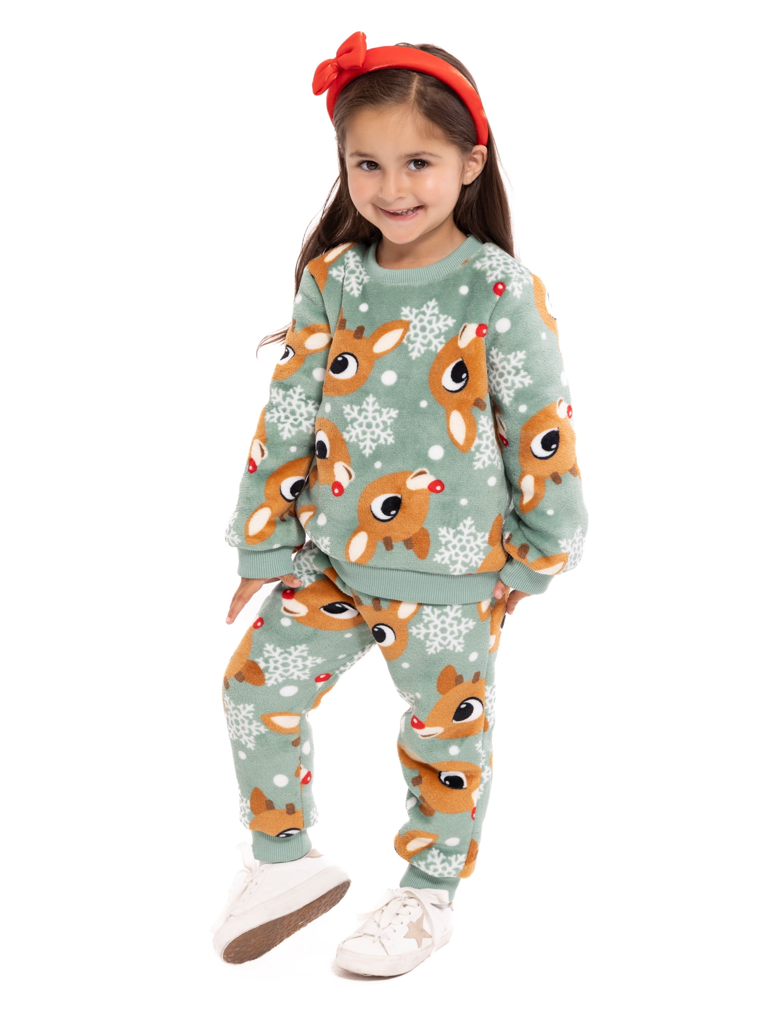 Rudolph the Red-Nosed Reindeer Toddler Boys or Girls Plush Printed Sweatshirt and Jogger Pants Set, 2-Piece, Sizes 12M-5T