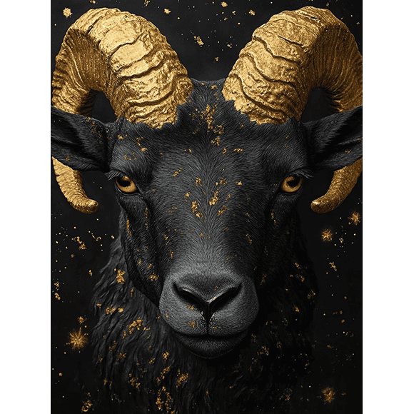 Qisvanset 2D Flat Capricorn Zodiac Wall Art, Black Gold Astrology Print, 15.75x11.81 Inches Birthday Gift Home Decor