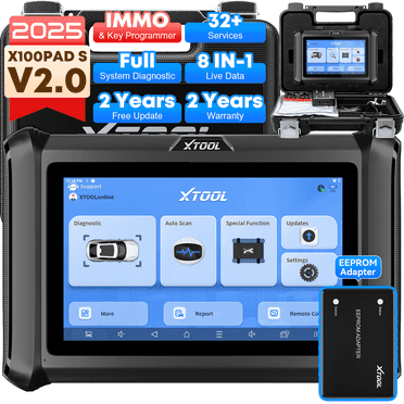 XTOOL X100 Pads Automotive Key Fob Programmer, All System OBD2 Scanner Diagnostic Scan Tool, 32 Services