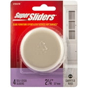 Super Sliders. 2-1/4" Round Self Stick Furniture Sliders Beige, 4 Pack