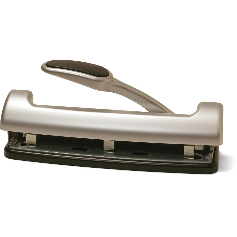 Officemate EZ Lever Adjustable Three Hole Punch, Silver, 15-Sheet Capacity (90050)