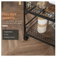 thumbnail image 4 of Rolling Kitchen Cart with Storage, 3 Tier Microwave Island Cart on Wheels with Baskets, Dining Room Utility Cart, Brown Rustic Brown + MDF+Metal, 4 of 9