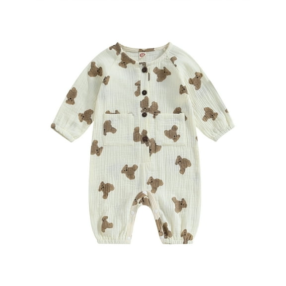 Bagilaanoe Newborn Baby Girl Boy Fall Jumpsuits Print Long Sleeve Bodysuits 3M 6M 12M Infant Casual One Piece Rompers