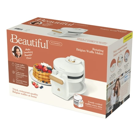 Beautiful Rotating Belgian Waffle Maker, White Icing by Drew Barrymore