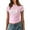 Pink, variant on Women Summer Crop Tops Letter Print Short Sleeve Slim T Shirt