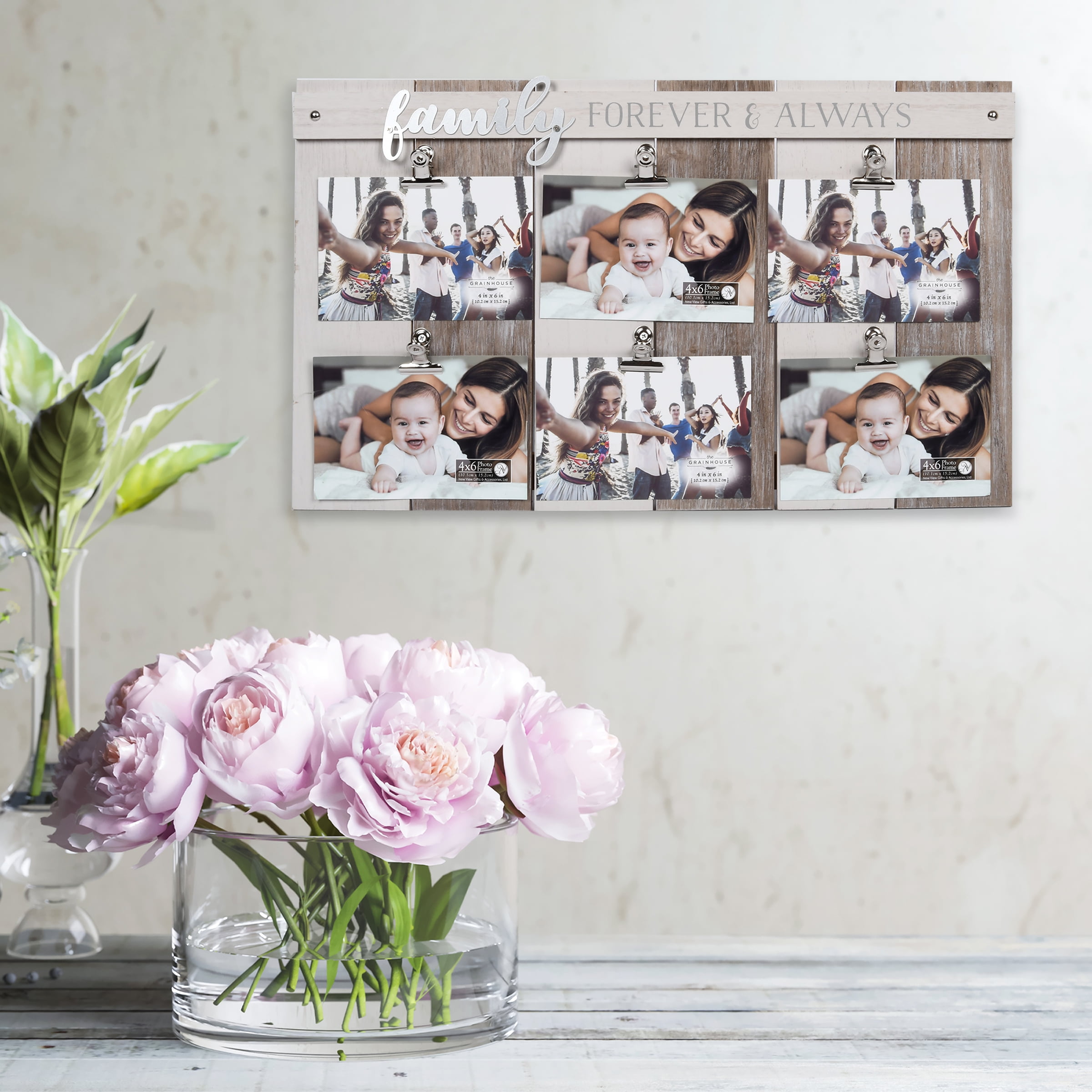 Prinz 6 Photo Opening Family Forever Always Sentiment Collage Picture Frame with Metal Word