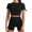 Black, variant on Baqcunre Workout Outfits for Women 2 Ribbed Crop Short Sleeve Top High Waist Yoga Leggings Set Black L