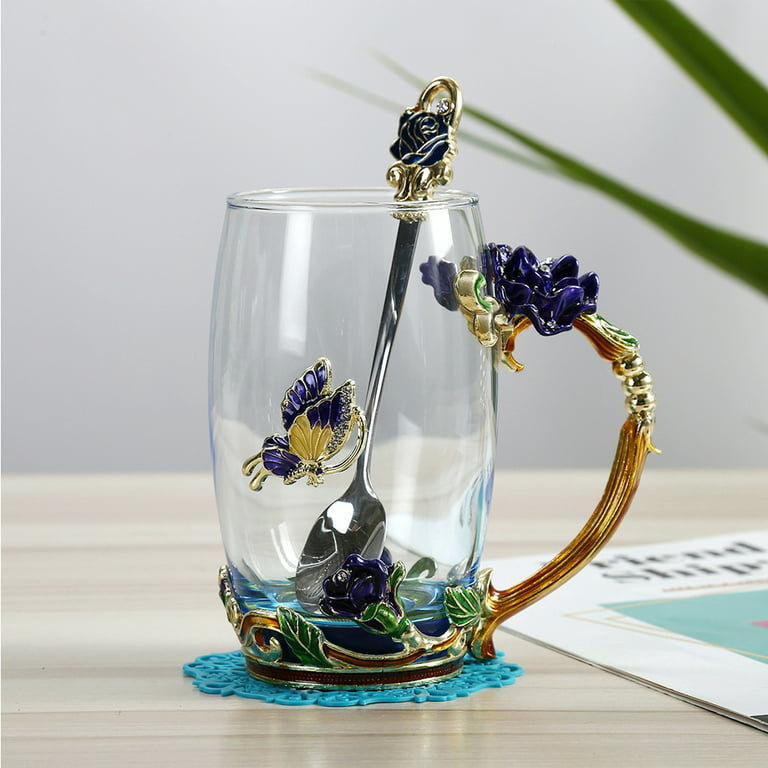 Butterfly Flower Glass Coffee Mug Best Gifts for Women Unique Beautiful  Gifts Cool Birthday Ideal Present for Wife Girlfriend Daughter 