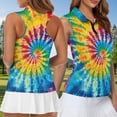 thumbnail image 5 of KUIFORTI Funny Couple Golf Shirts Rainbow Tie Dye Women Sport Cloth Moisture Wicking Suitable for Tennis Enthusiasts Machine Washable Soft and Comfortable, 5 of 6