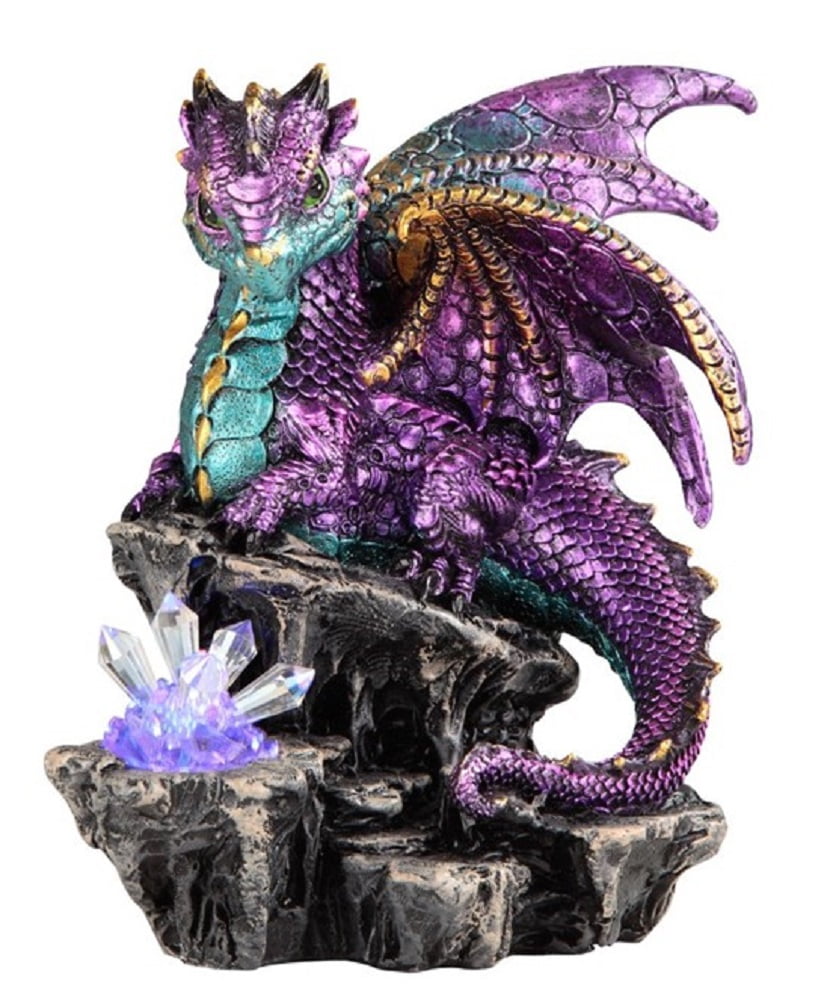 Baby Green Dragon and Egg Crystals Fantasy Sculpture Mythical Statue Ornament 