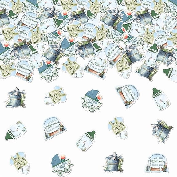 Fishing Baby Shower Decoration, 200pcs A Little Fisherman Is on The Way Confetti Welcome Baby Table Decoration for Gone Fishing Little Fisherman Baby Shower Gender Reveal Decoration