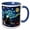 Blue/White, variant on 3drose, Brown Bear Sits on the Hill at Starry Night, Funny Artsy Gift, 11oz Magic Transforming Mug