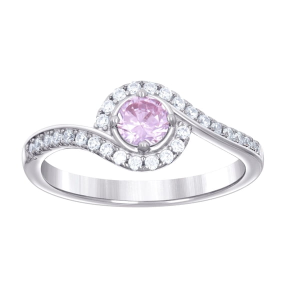 925 Sterling Silver Womens Pink White Cubic Zirconia Fashion Ring 5.8mm Wide Size 8 Ring for Women