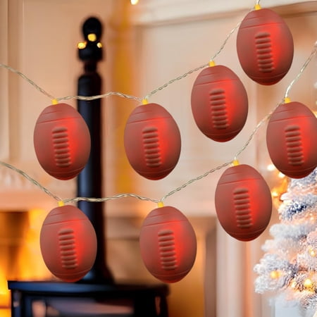 Rugby String Lights 10LED Christmas Tree Ornament Battery Operated Room Decor Rugby Lights for Boys Bedroom or Sports Theme Party Christmas Gift