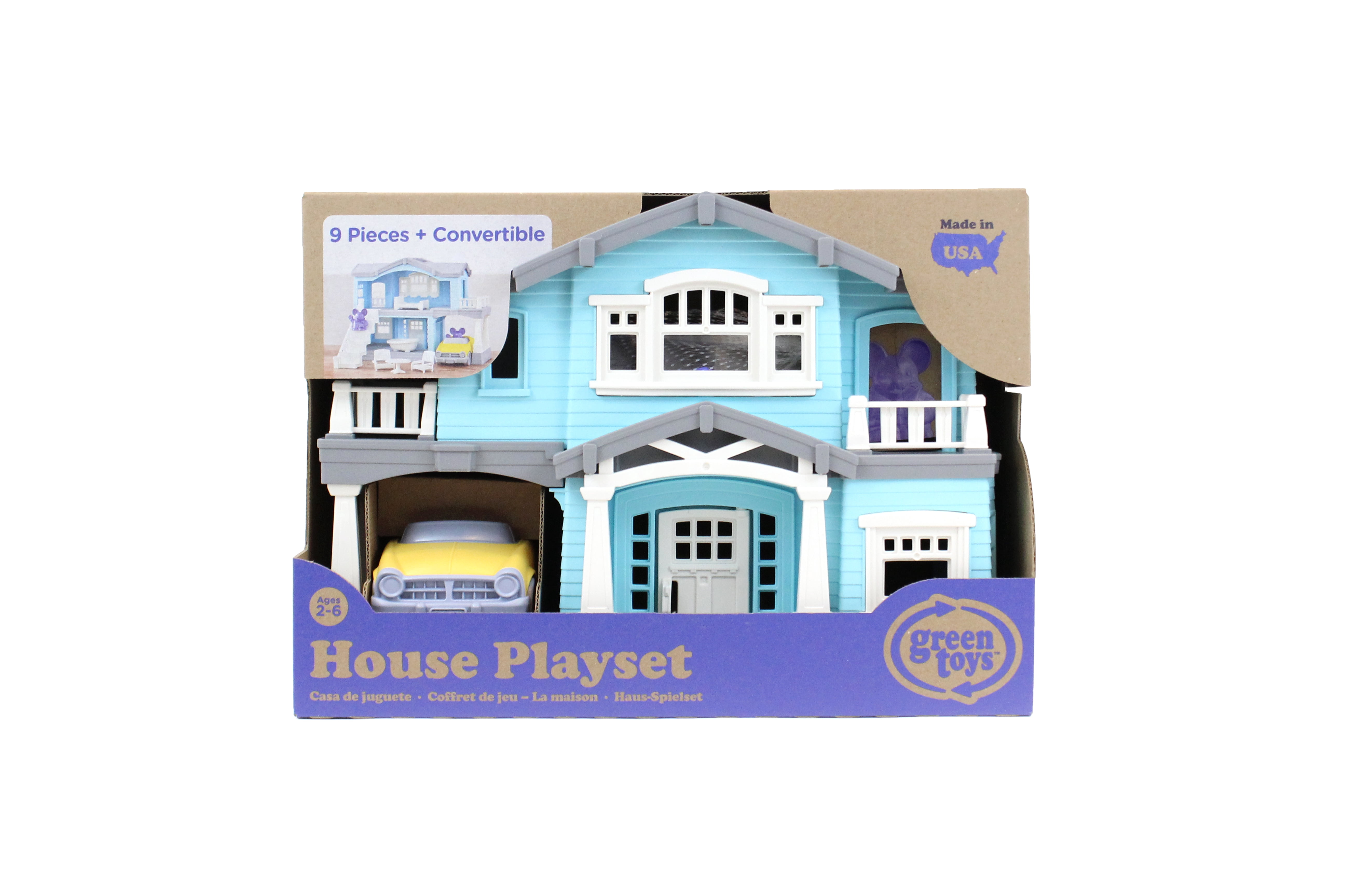 Green Toys House Playset with Car Play Vehicle, for Unisex Child Ages 2+