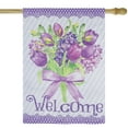 thumbnail image 3 of Northlight Welcome Purple Floral Bouquet Outdoor House Flag 28" x 40", 3 of 7