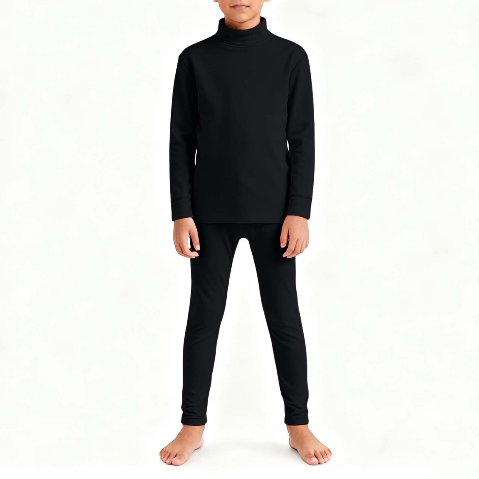 Boys Thermal Underwear Midweight Base Layer Crewneck Long Sleeve Top and Pants Two Piece Outfit for Kids Soft Warm Lined Comfort