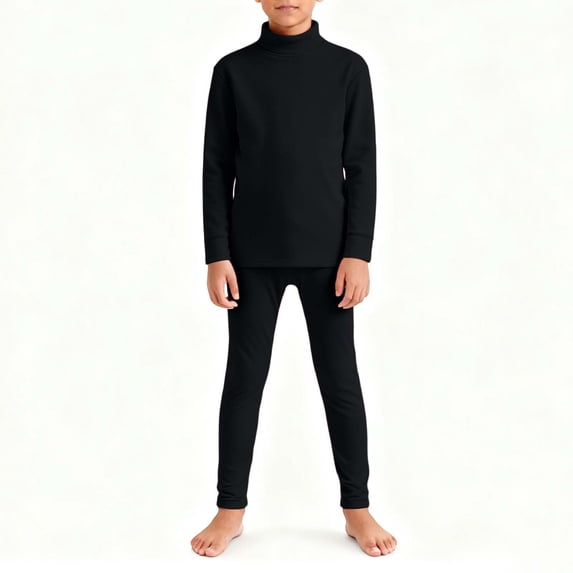Daznico Boys Underwear Base Layer Crewneck Long Sleeve Top and Pants Two Piece Outfit for Kids Soft Warm Fleece Lined Comfort,6-7 Years