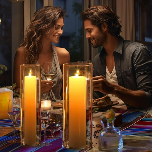 Hurricane Candle Holder, Open Ended Glass Candleholder Multiple Size Choices, Clear Cylinder Glass Candle Holder for Wedding Centerpieces, Home Decor (6 PCS, H:12" D:4")