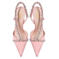 thumbnail image 2 of XYD Women Elegant Pointed Toe Pumps Slingback Strappy Crystal Sandals Stilettos High Heels Graceful Bridal Shoes Size 7 Pink, 2 of 4