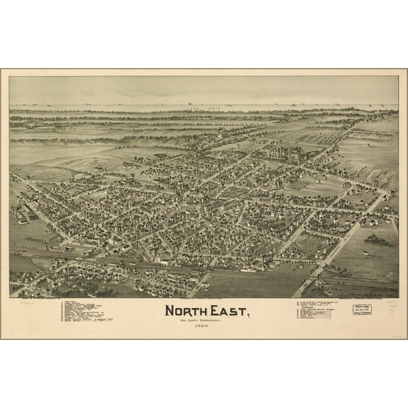 24"x36" Gallery Poster, map of North East, Erie County, Pennsylvania 1896