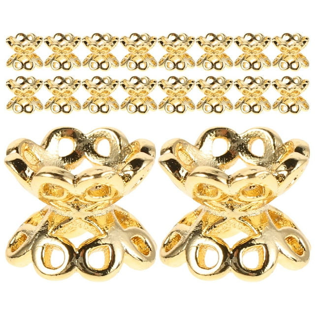 WHAMVOX 50pcs Bead End Caps Golden Copper Crafts Embellishments for Handmade Jewelry Projects