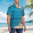 thumbnail image 2 of Lsque Shells and Starfish pattern Hawaiian Shirt for Men, Unisex Summer Beach Casual Short Sleeve Button Down Shirts-Large, 2 of 9
