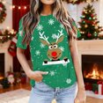 thumbnail image 2 of IWRICH Christmas T Shirts Plus Size for Women Round Neck Short Sleeve Tops Holiday Reindeer Printed Loose Casual Tees Green XXXL, 2 of 4