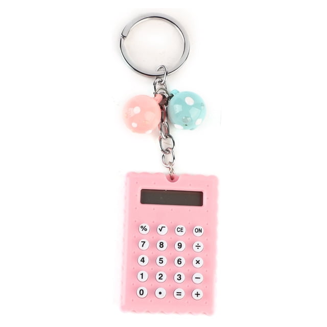 Mini calculadora portátil linda del bolsillo del color del caramelo de la calculadora del llavero del estilo de las galletas (rosa)