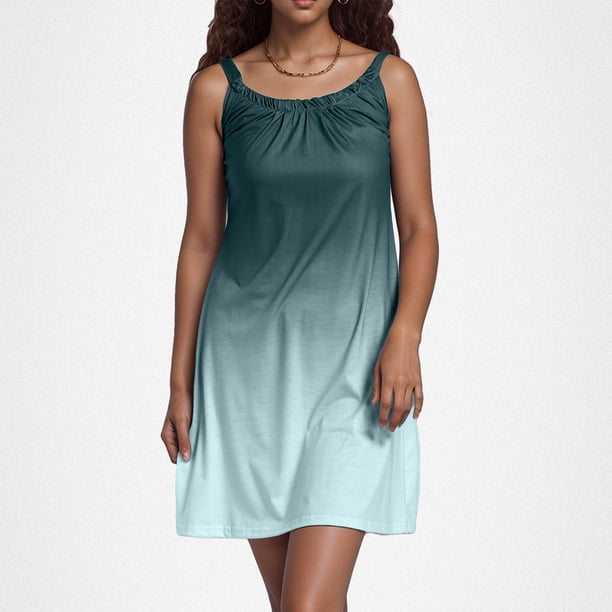 WILLBEST Vestidos para Mujer Verano para Mujer, Vestidos Playeros Tipo Camiseta sin Mangas, Vestido Informal Bohemio sin Mangas, Vestido Playero Corto Sexi para Fiesta 624 Chica