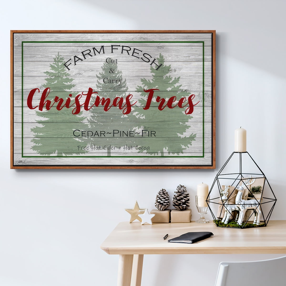 Farm Fresh - Framed Gallery Wrapped Holiday Canvas - 25 x 37 - Rosewood Frame
