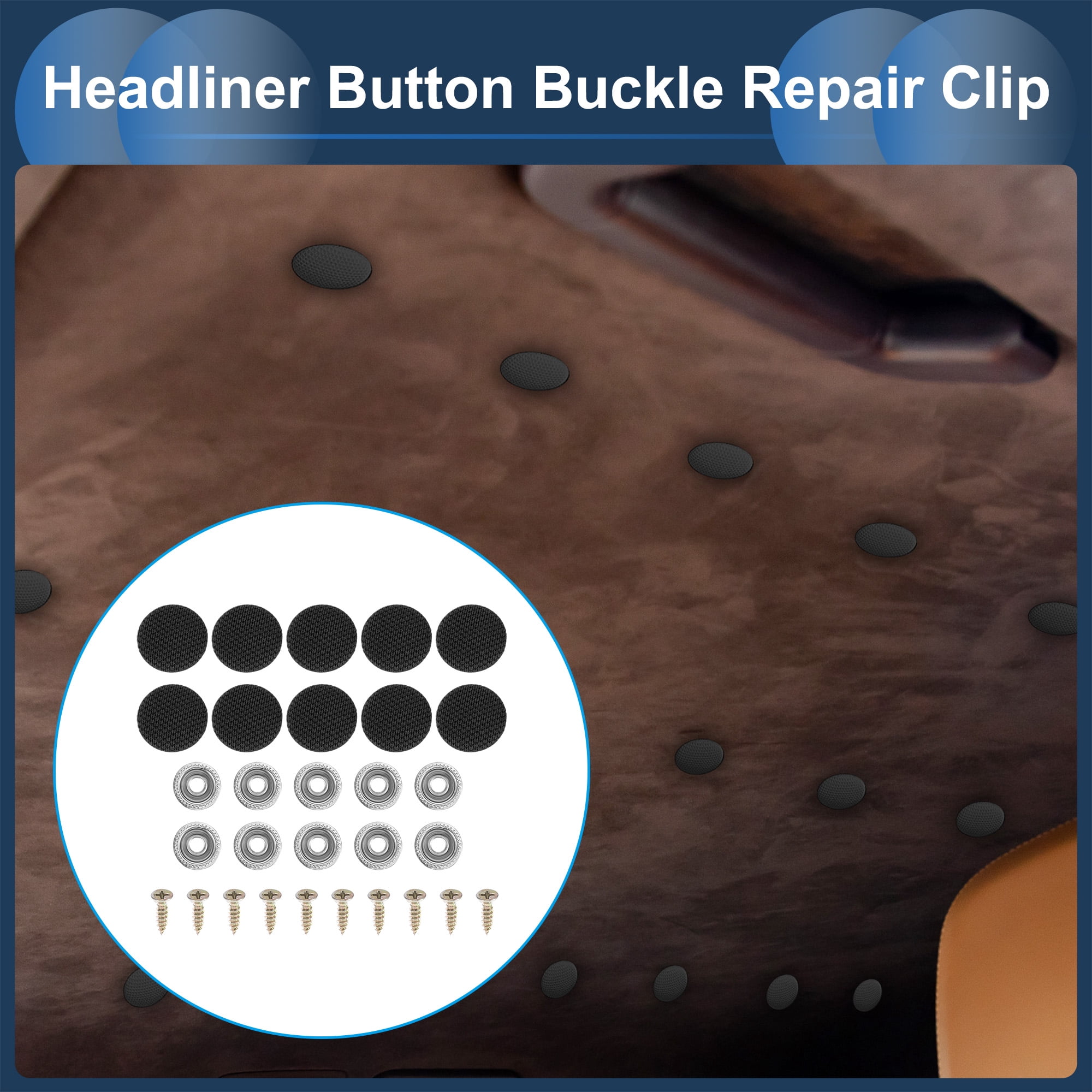 Unique Bargains 10Pcs Headliner Button Buckle Repair Clip for Car Roof Gingham Black