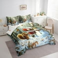 thumbnail image 3 of jejeloiu Cute Santa Claus Christmas Snowmen Kawaii Squirrel Queen Comforter Sheet Set, Reversible Lightweight Room Decor, 7pcs, 3 of 8