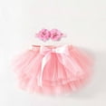 thumbnail image 2 of AherBiu Baby Girl Clothes Elastic Waist Multilayer Mini Skirts Bow Tie Tulle Cute Toddler Dance Skorts with Headband, 2 of 3