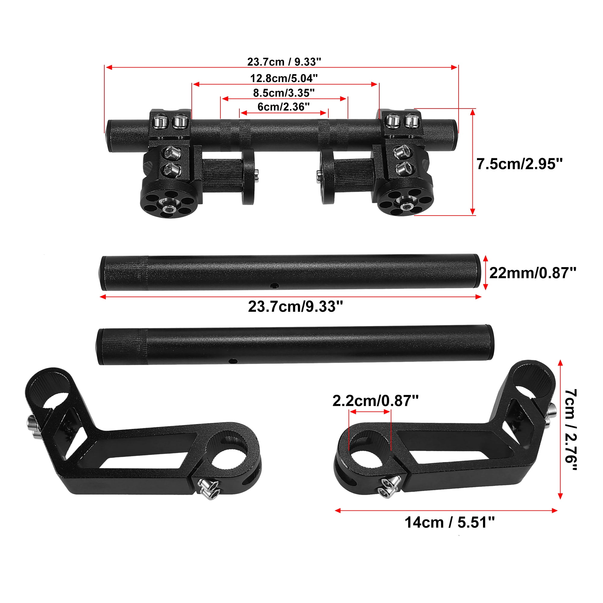 22mm 7/8" Motorcycle Handlebar Adjustable Set with 2 Extend Bar Connection Part Black