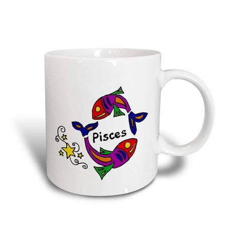 

3dRose Fun Zodiac Pisces Fish Astrology Sign - Ceramic Mug 15-ounce