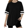 thumbnail image 2 of ZOYOEN Girls Oversized T Shirts- Fashion Short Sleeve Casual Soft Color Block Kids Summer Tops Tees Black Size 4-14, 2 of 7