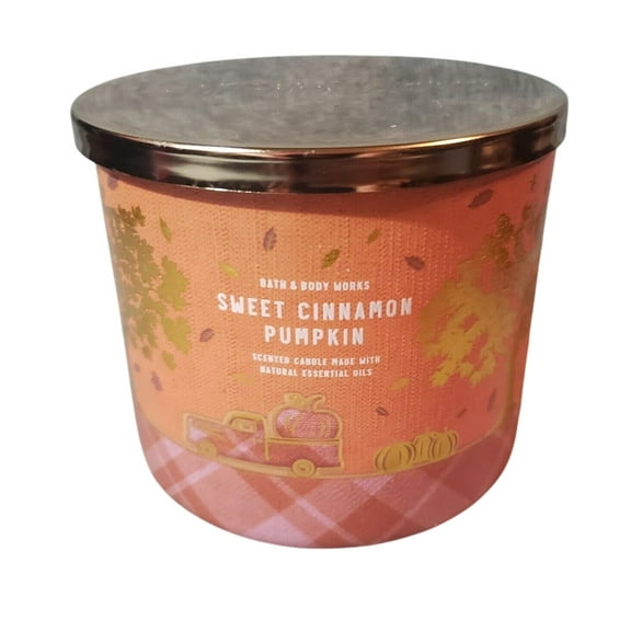 Bath and Body Works Sweet Cinnamon Pumpkin 3-Wick Scented Candle with Natural Essential Oils (14.5 oz / 411 g)