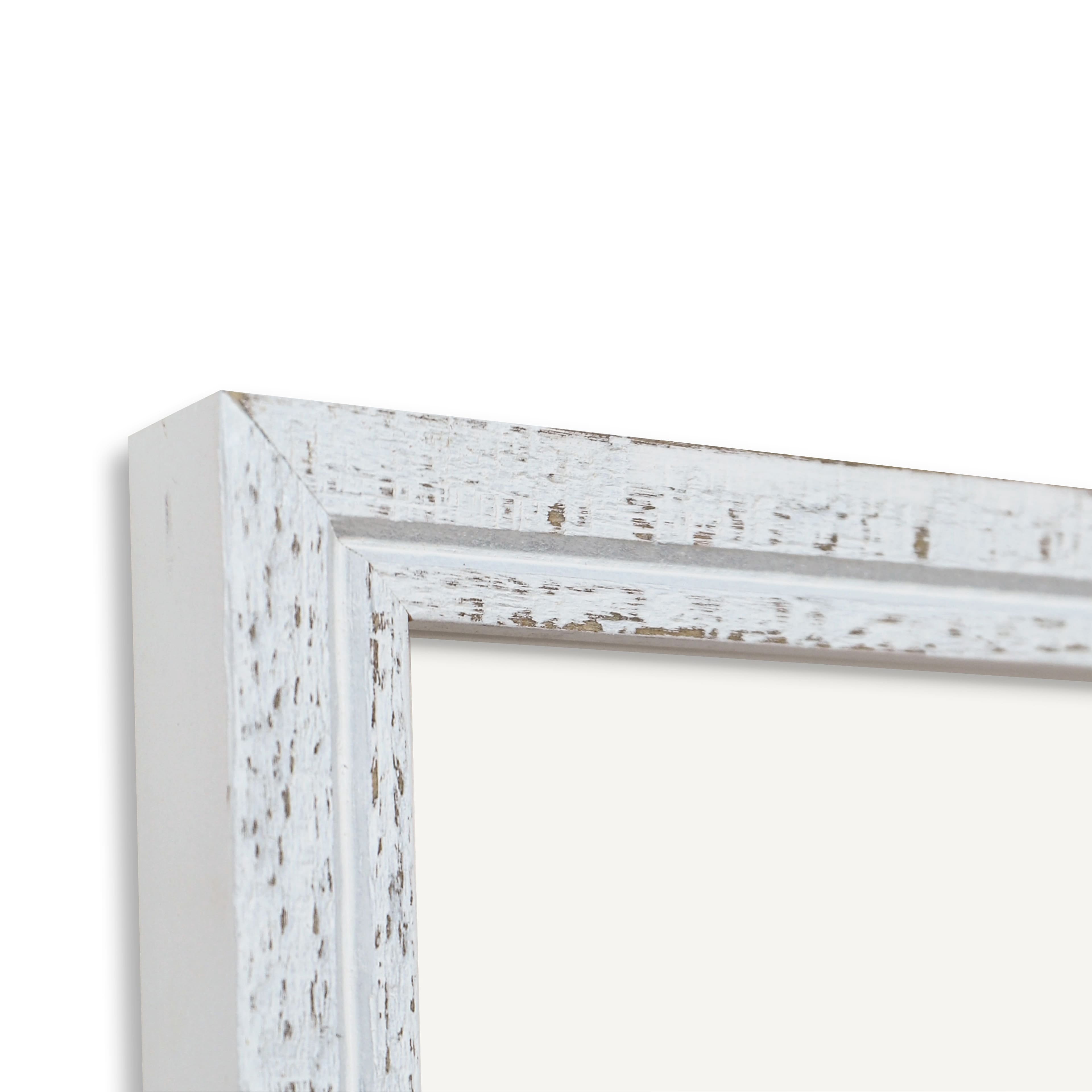 Studio Decor 18" x 24" Home White Distressed Float Picture Frame - Includes Pre-attached Hanging Hardware, Horizontal or Vertical Display - 1 Pack